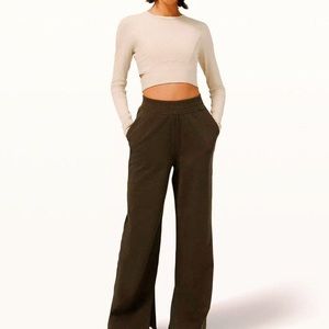 lululemon wide leg pants high waisted in dark brown size 0